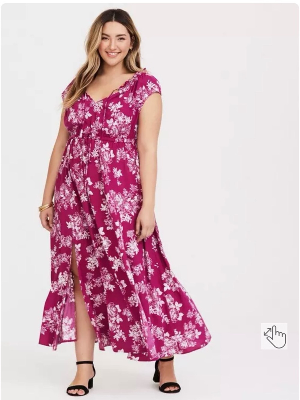 EUC torrid Berry Floral Challis Slit Maxi Dress - Size 3
